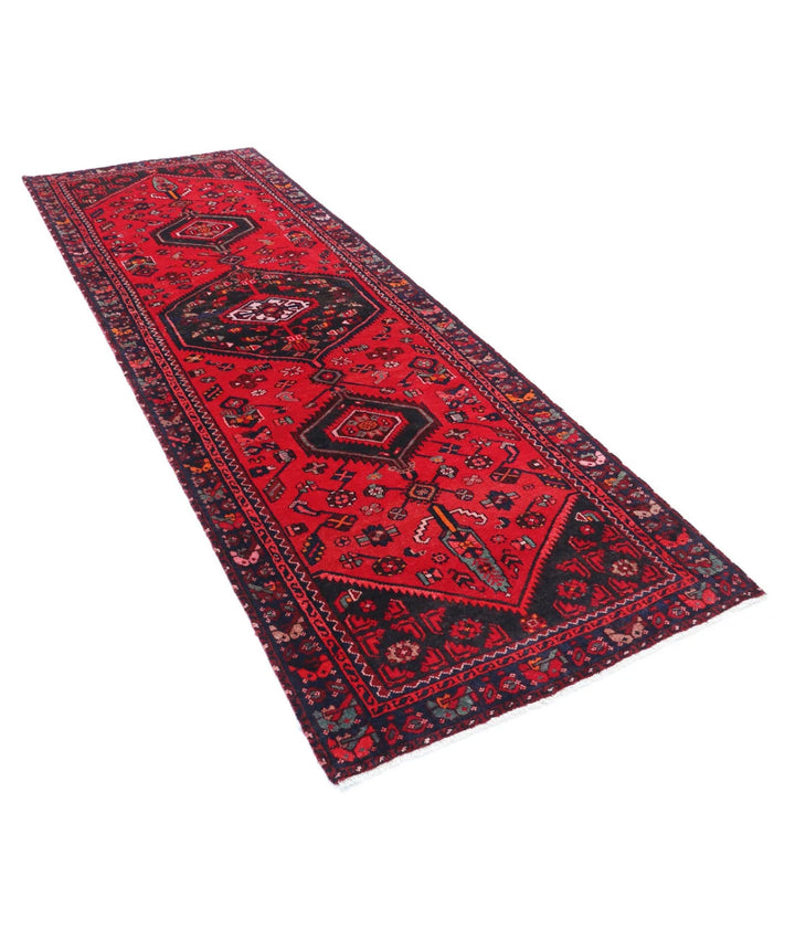 Persian Hamadan Runner Rug 3' 7" x 9' 10" Hand-Knotted | No. AT24604