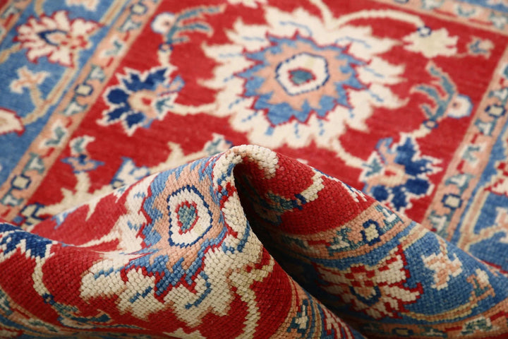 Red Afghan Oriental Rug 4'1" x 6'0" Hand-Knotted | No. AT24608