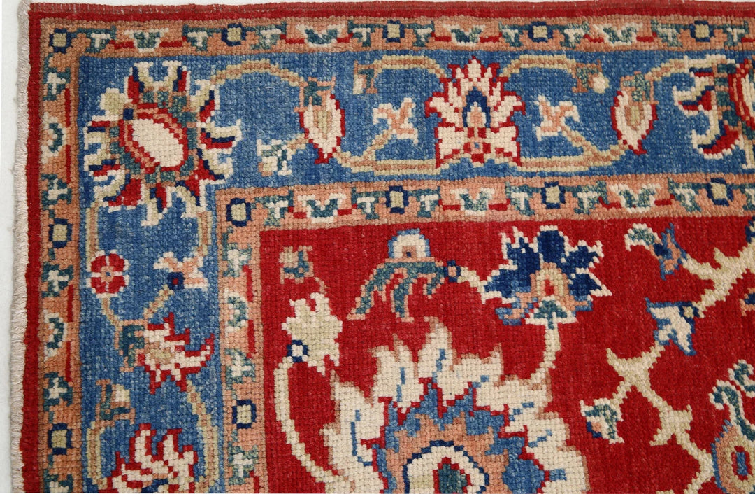Red Afghan Oriental Rug 4'1" x 6'0" Hand-Knotted | No. AT24608