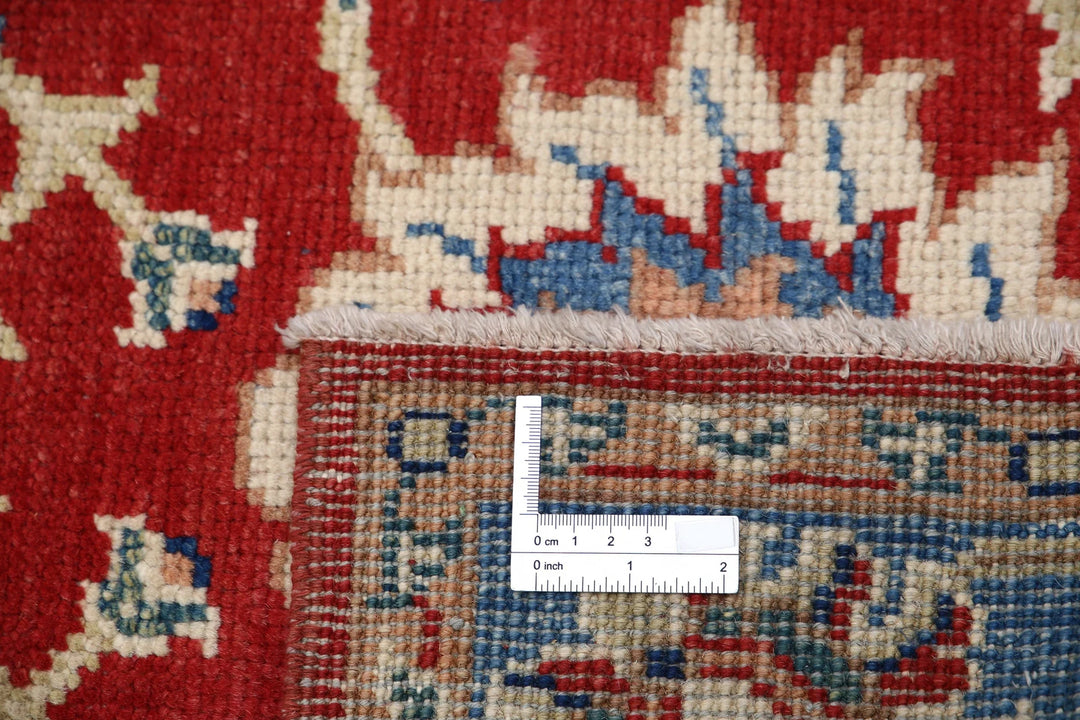 Red Afghan Oriental Rug 4'1" x 6'0" Hand-Knotted border