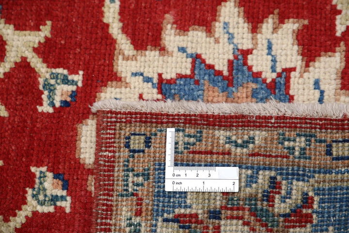 Red Afghan Oriental Rug 4'1" x 6'0" Hand-Knotted | No. AT24608