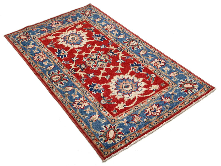 Red Afghan Oriental Rug 4'1" x 6'0" Hand-Knotted | No. AT24608