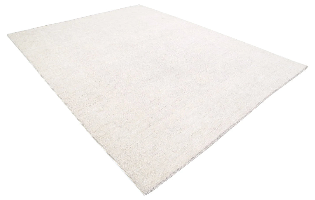 Ivory Afghan Khotan Rug 9' 0" x 11' 3" Hand-Knotted | No. AT24772