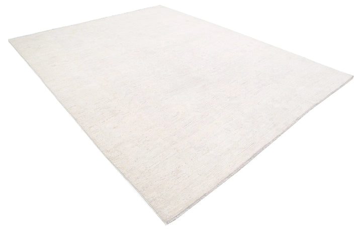 Ivory Afghan Khotan Rug 9' 0" x 11' 3" Hand-Knotted | No. AT24772