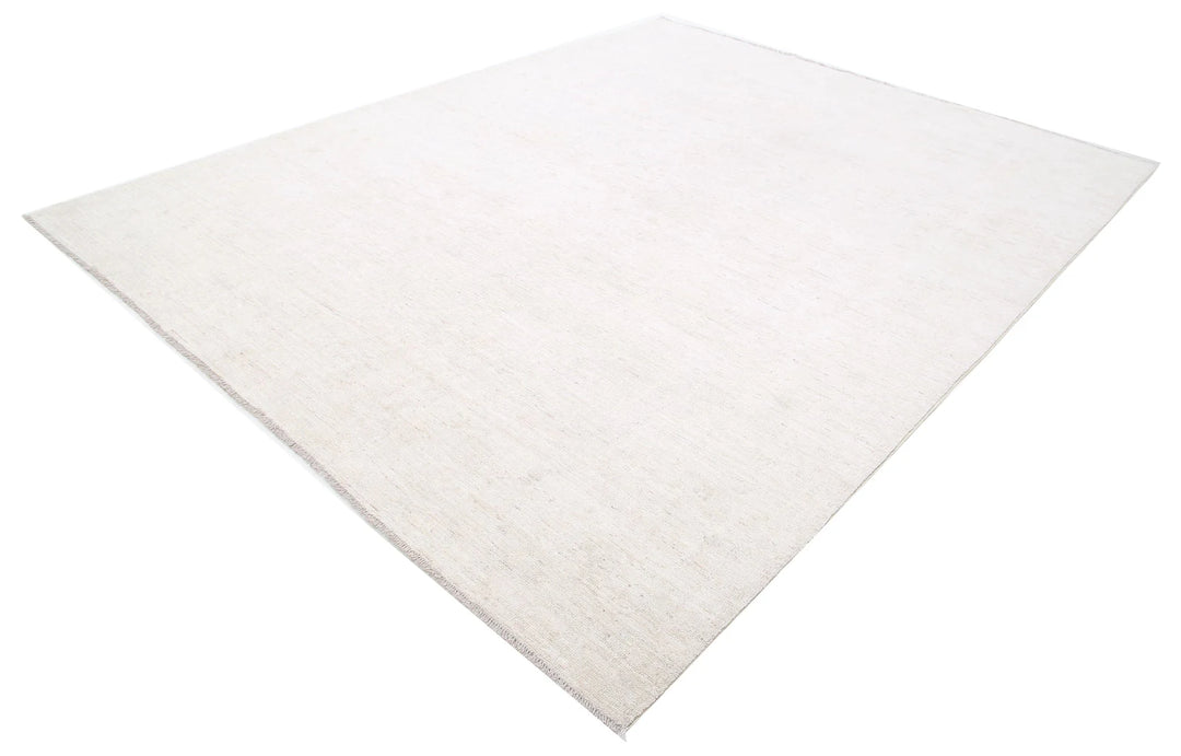 Ivory Afghan Khotan Rug 9' 0" x 11' 3" Hand-Knotted | No. AT24772