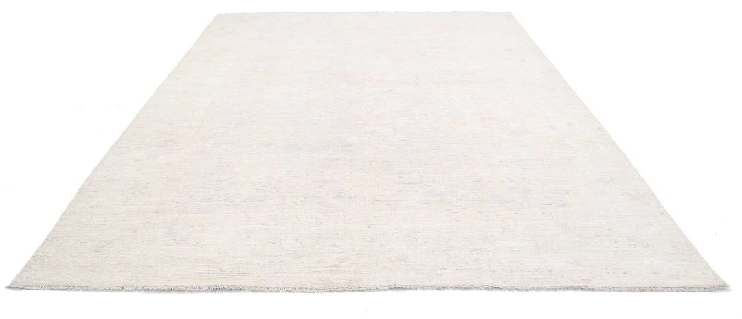 Ivory Afghan Khotan Rug 9' 0" x 11' 3" Hand-Knotted | No. AT24772