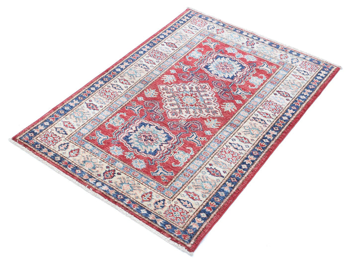 Afghan Royal Kazak Rug 2' 8" x 3' 10" Hand-Knotted | No. AT24830