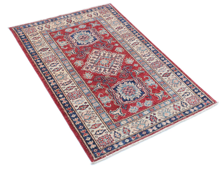 Afghan Royal Kazak Rug 2' 8" x 3' 10" Hand-Knotted | No. AT24830