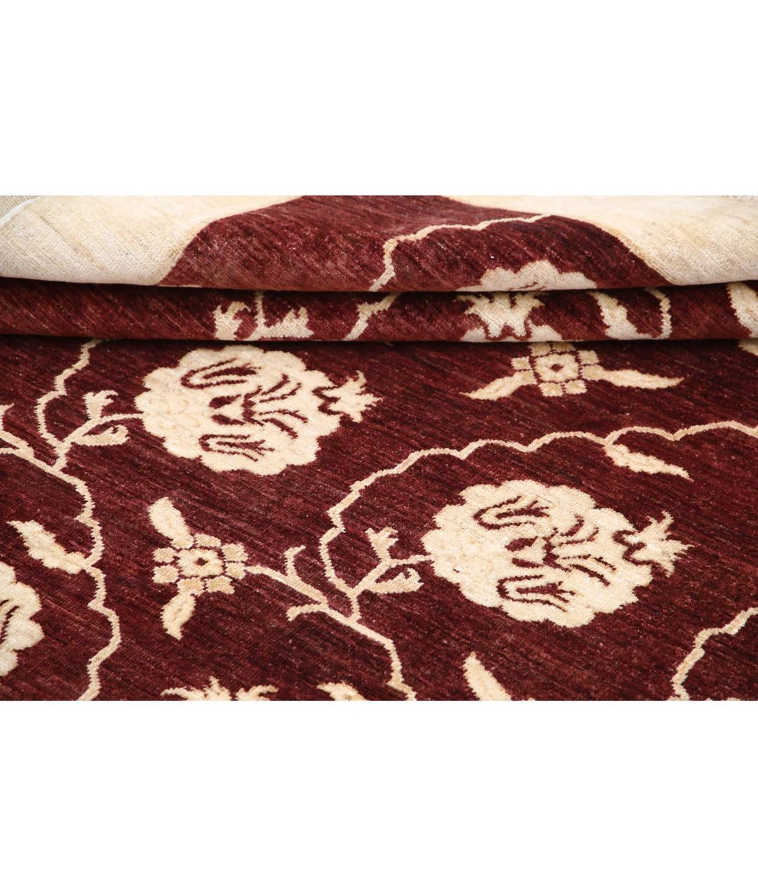 Beige Afghan Modcar Rug 6' 8" x 9' 7" Hand-Knotted | No. AT24859