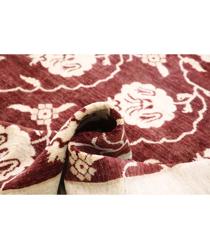 Beige Afghan Modcar Rug 6' 8" x 9' 7" Hand-Knotted | No. AT24859