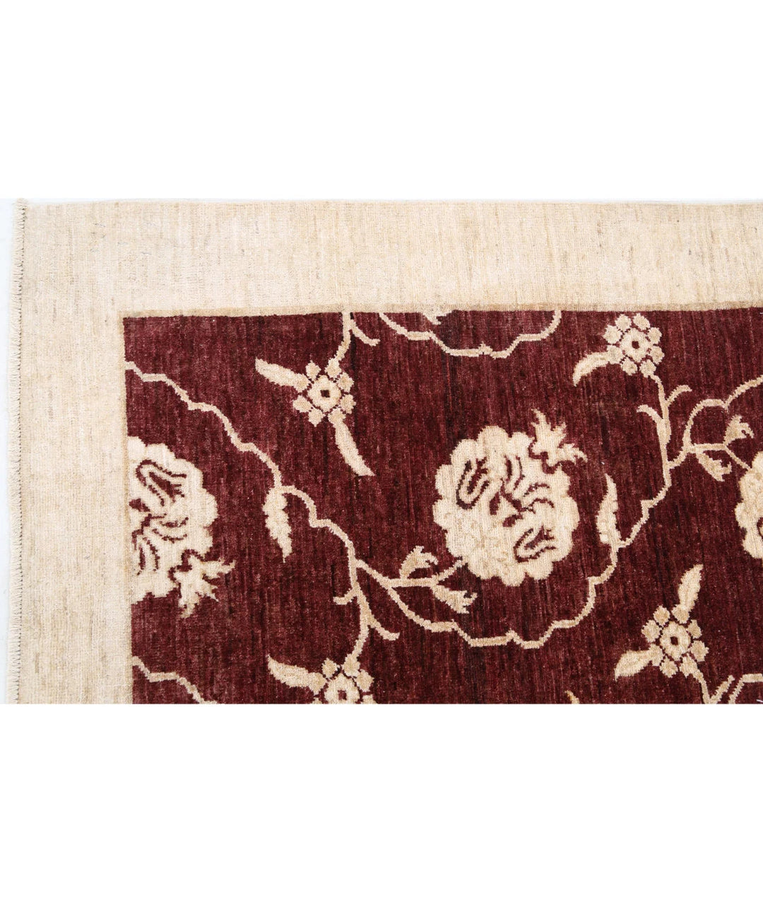 Beige Afghan Modcar Rug 6' 8" x 9' 7" Hand-Knotted | No. AT24859