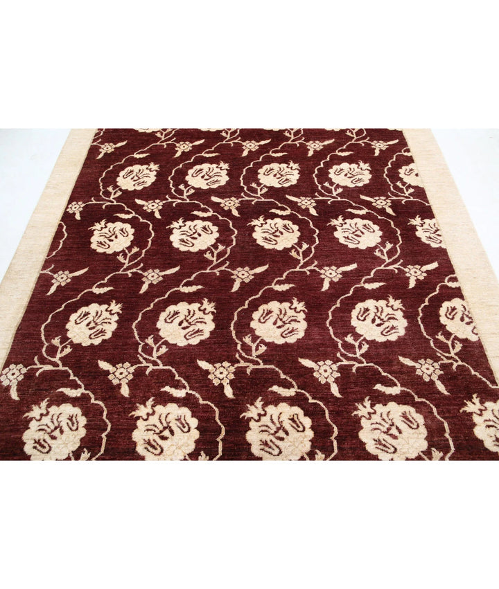 Beige Afghan Modcar Rug 6' 8" x 9' 7" Hand-Knotted | No. AT24859