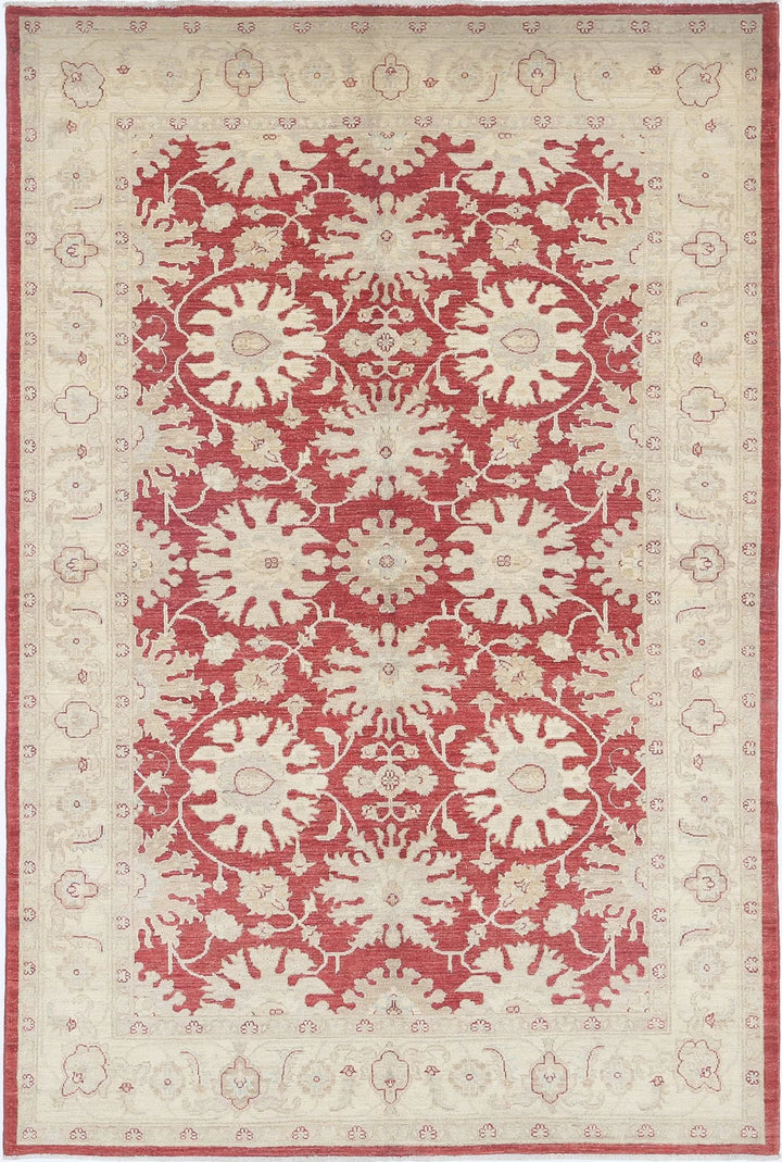 Red Afghan Oriental Rug 5' 5" x 8' 6" Hand-Knotted