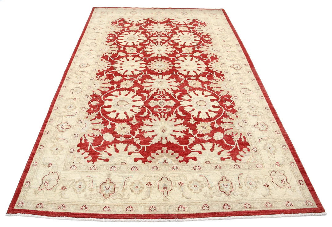 Red Afghan Oriental Rug 5' 5" x 8' 6" Hand-Knotted view