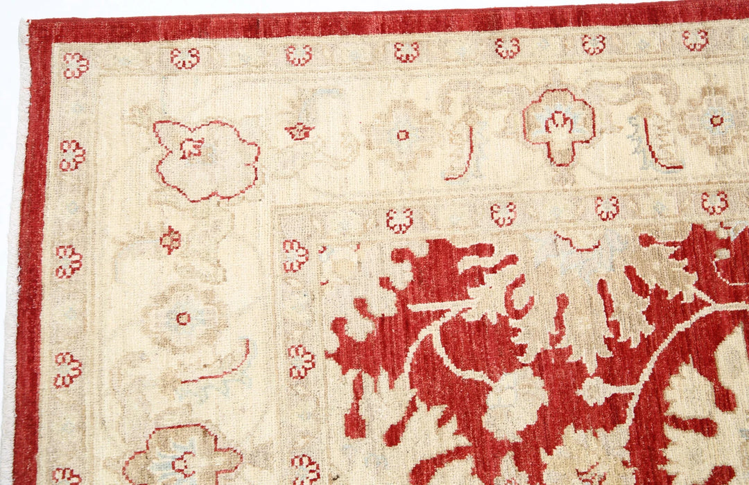 Red Afghan Oriental Rug 5' 5" x 8' 6" Hand-Knotted field