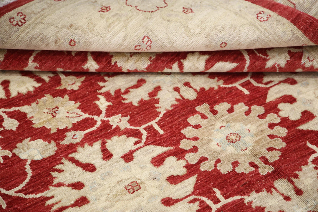 Red Afghan Oriental Rug 5' 5" x 8' 6" Hand-Knotted texture