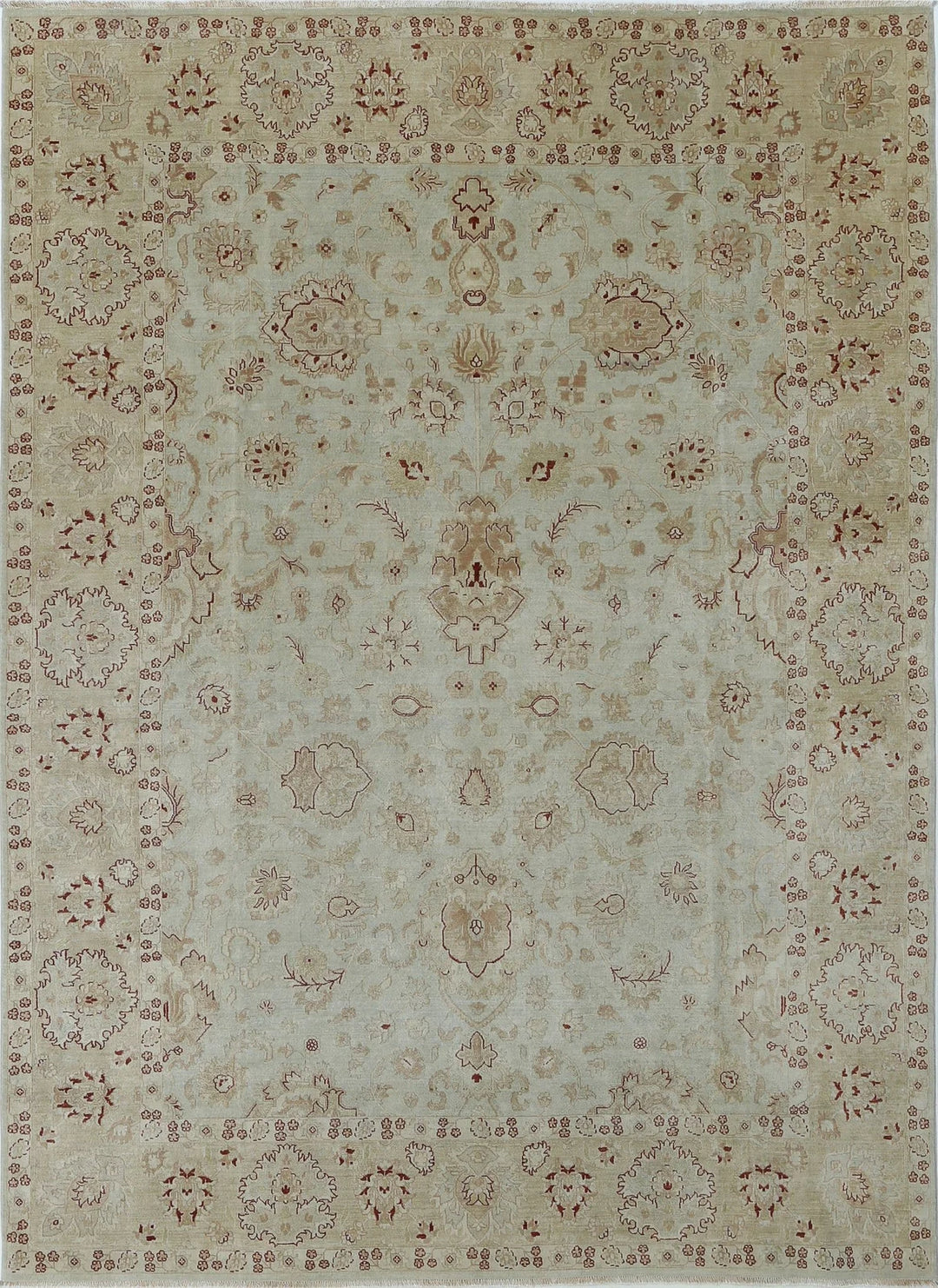 Beige Indian Ziegler Rug 8' 9" x 12' 0" Hand-Knotted | No. AT25100