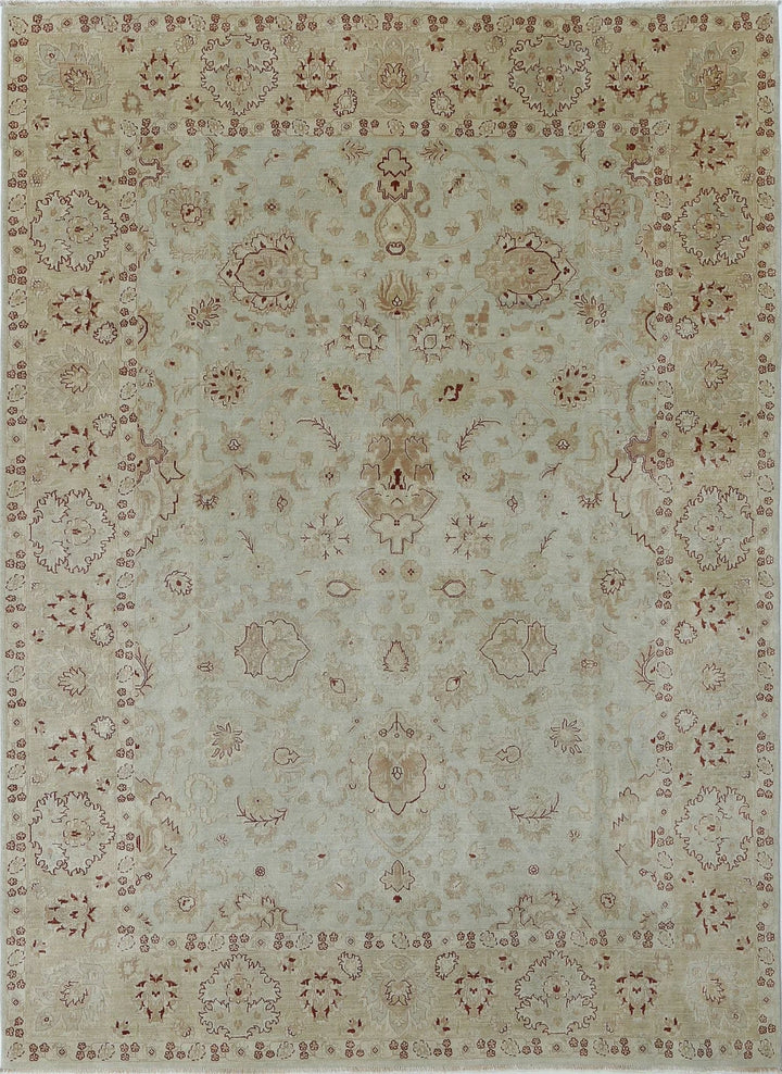 Beige Indian Ziegler Rug 8' 9" x 12' 0" Hand-Knotted | No. AT25100