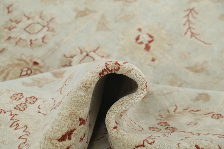Beige Indian Ziegler Rug 8' 9" x 12' 0" Hand-Knotted | No. AT25100