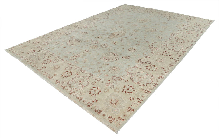 Beige Indian Ziegler Rug 8' 9" x 12' 0" Hand-Knotted | No. AT25100