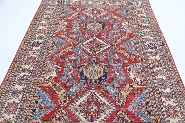 Afghan Royal Kazak Rug 5' 9" x 7' 11" Hand-Knotted | No. AT25291
