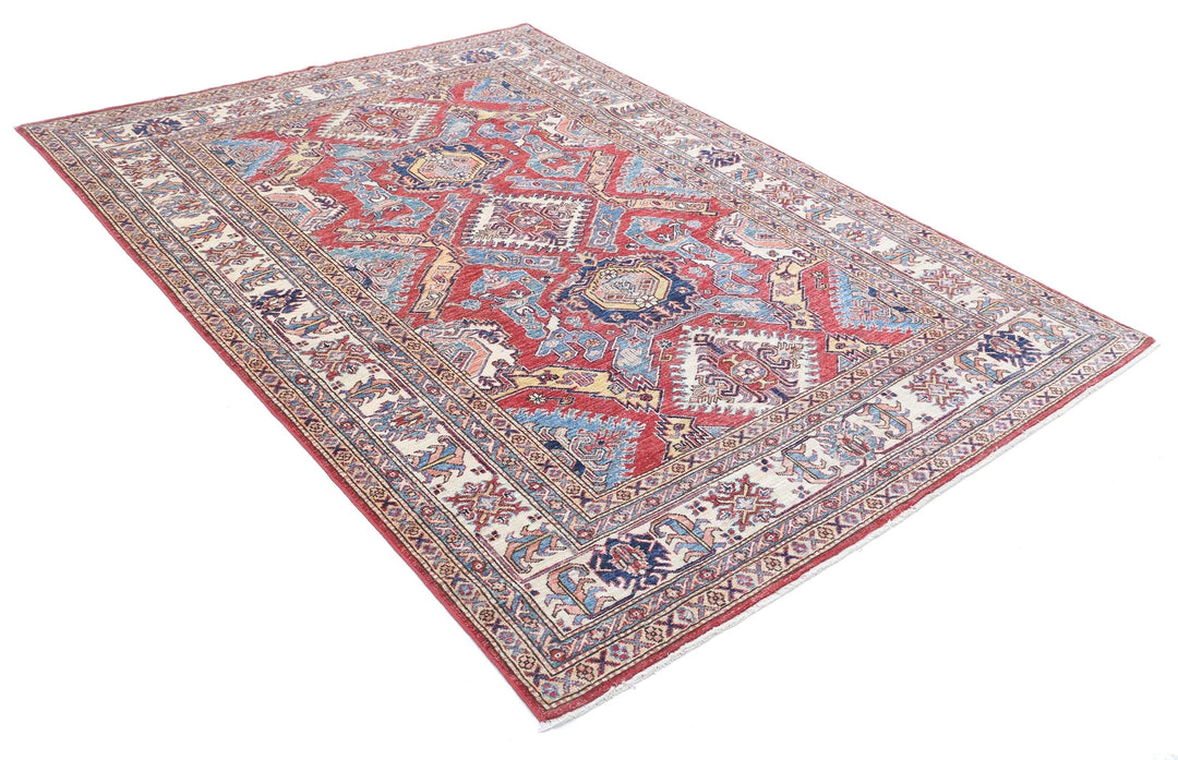 Afghan Royal Kazak Rug 5' 9" x 7' 11" Hand-Knotted | No. AT25291
