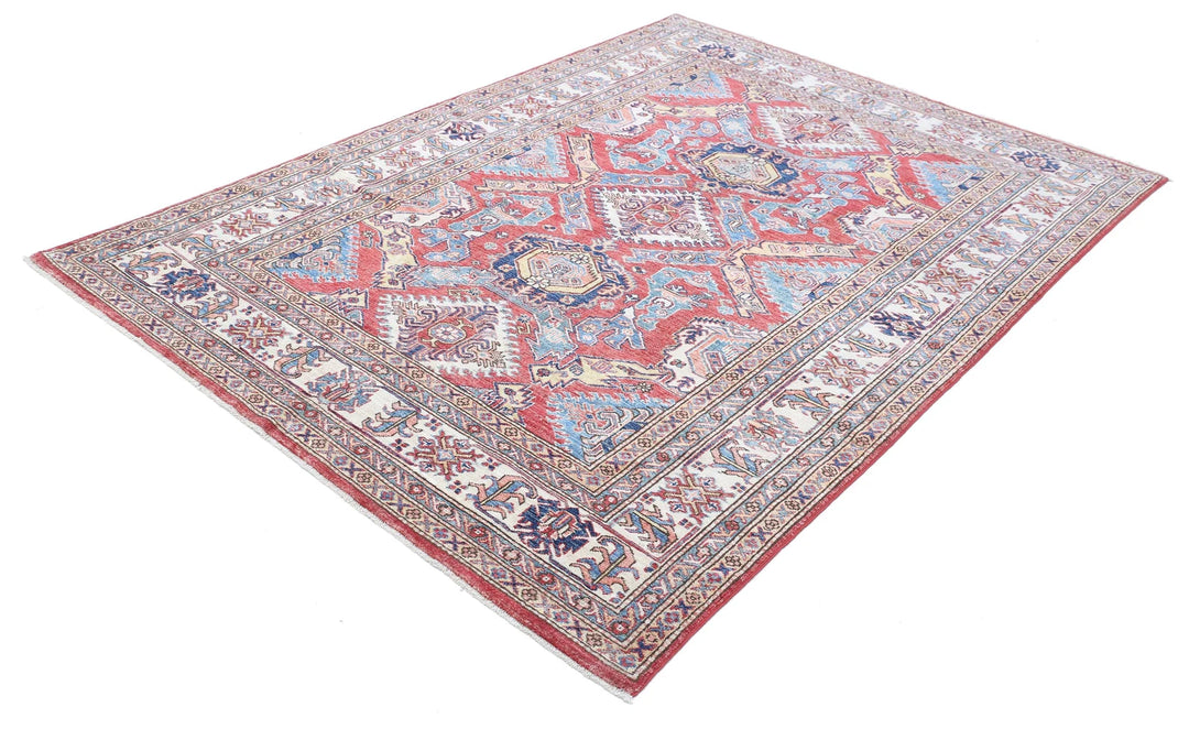 Afghan Royal Kazak Rug 5' 9" x 7' 11" Hand-Knotted | No. AT25291