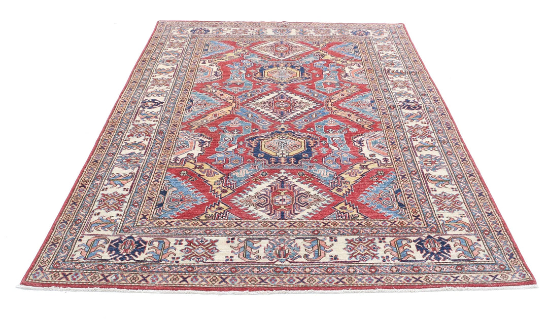 Afghan Royal Kazak Rug 5' 9" x 7' 11" Hand-Knotted | No. AT25291