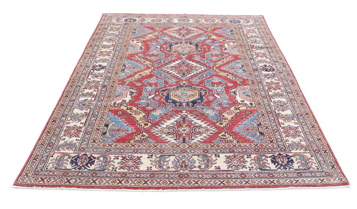 Afghan Royal Kazak Rug 5' 9" x 7' 11" Hand-Knotted | No. AT25291