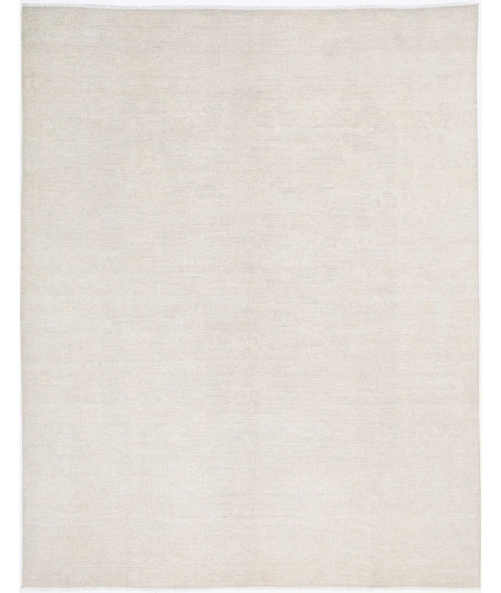 Ivory Afghan Oushak Rug 8' 0" x 10' 2" Hand-Knotted | No. AT25344