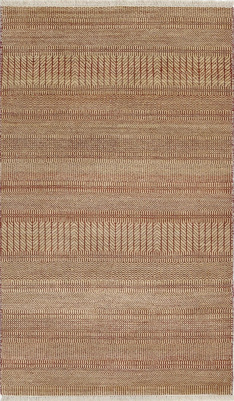 Beige Indian Ziegler Rug 3' 0" x 5' 1" Hand-Knotted | No. AT25424