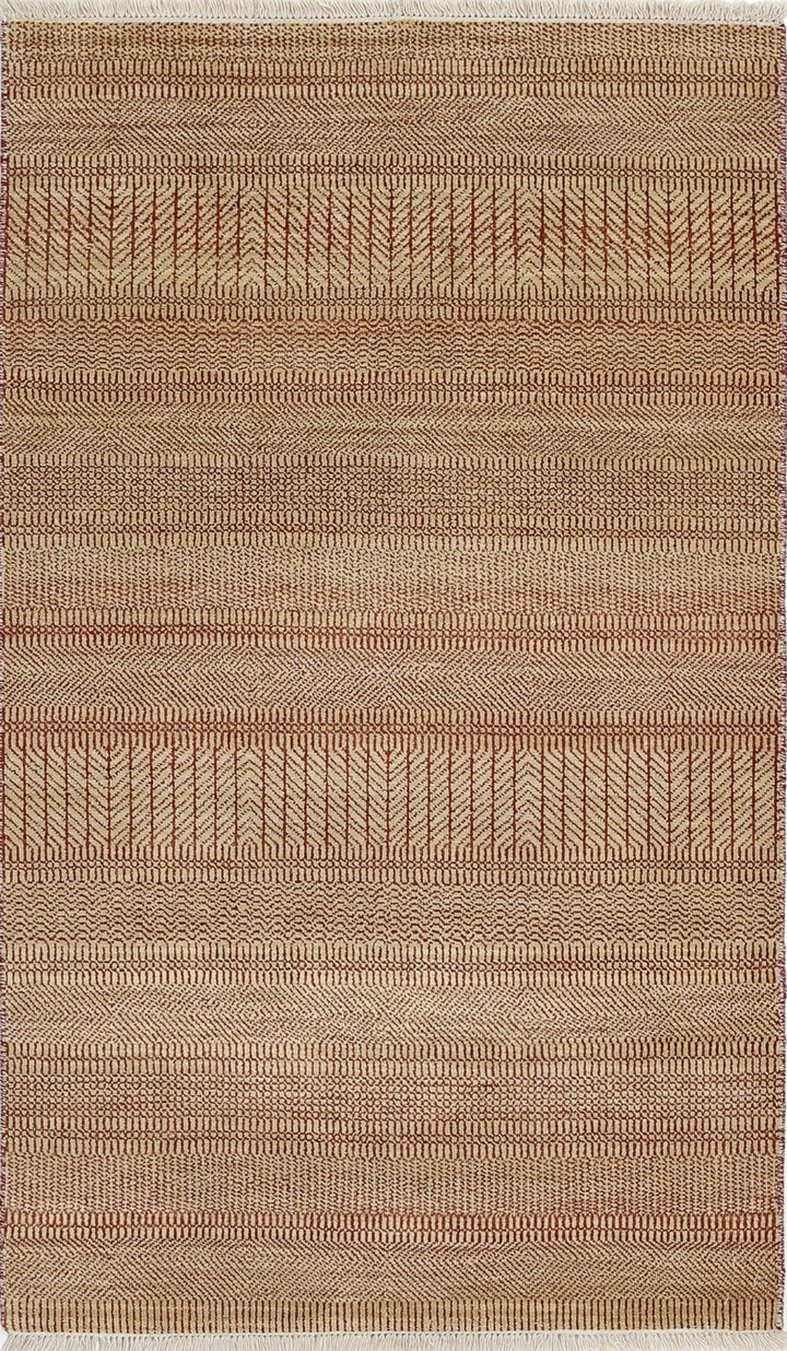Beige Indian Ziegler Rug 3' 0" x 5' 1" Hand-Knotted | No. AT25424