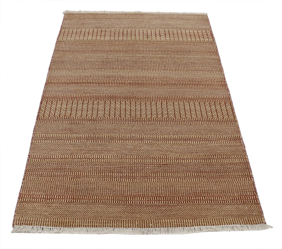 Beige Indian Ziegler Rug 3' 0" x 5' 1" Hand-Knotted | No. AT25424