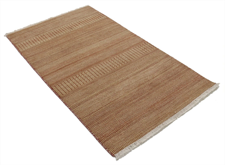 Beige Indian Ziegler Rug 3' 0" x 5' 1" Hand-Knotted | No. AT25424