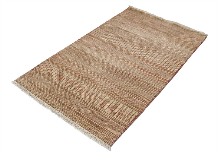 Beige Indian Ziegler Rug 3' 0" x 5' 1" Hand-Knotted | No. AT25424