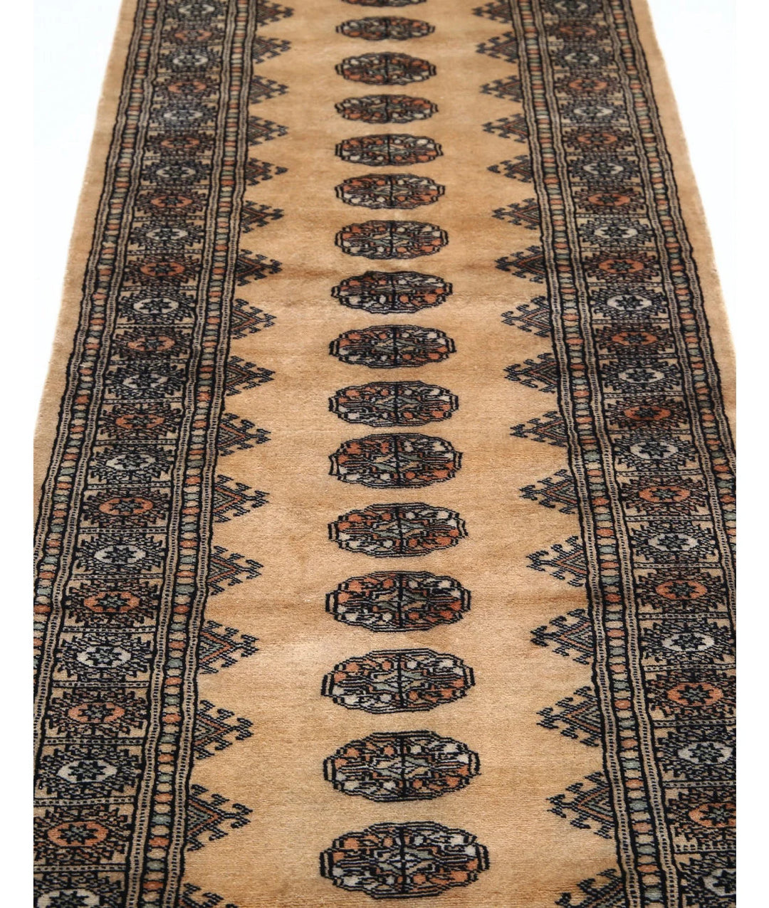 Beige Pakistani Bokhara Rug 2' 6" x 15' 4" Hand-Knotted | No. AT25468