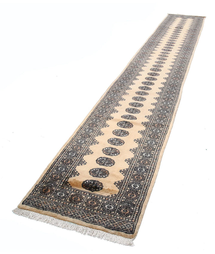 Beige Pakistani Bokhara Rug 2' 6" x 15' 4" Hand-Knotted | No. AT25468