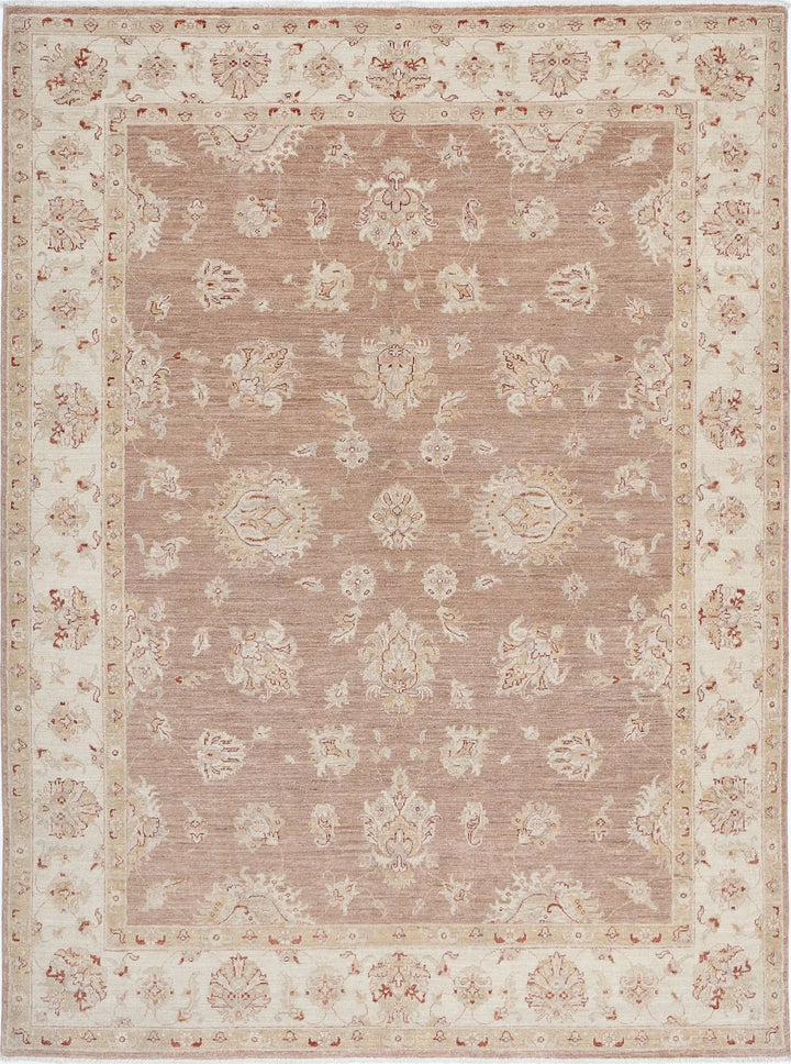 Brown Afghan Ziegler Rug 6' 3" x 8' 3" Hand-Knotted | No. AT25493