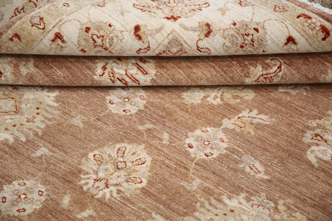 Brown Afghan Ziegler Rug 6' 3" x 8' 3" Hand-Knotted | No. AT25493