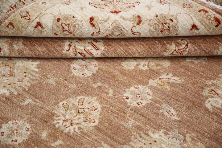 Brown Afghan Ziegler Rug 6' 3" x 8' 3" Hand-Knotted | No. AT25493