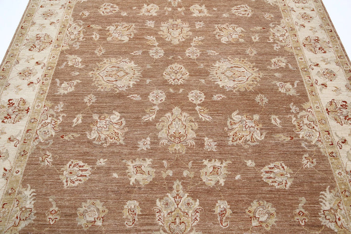 Brown Afghan Ziegler Rug 6' 3" x 8' 3" Hand-Knotted | No. AT25493