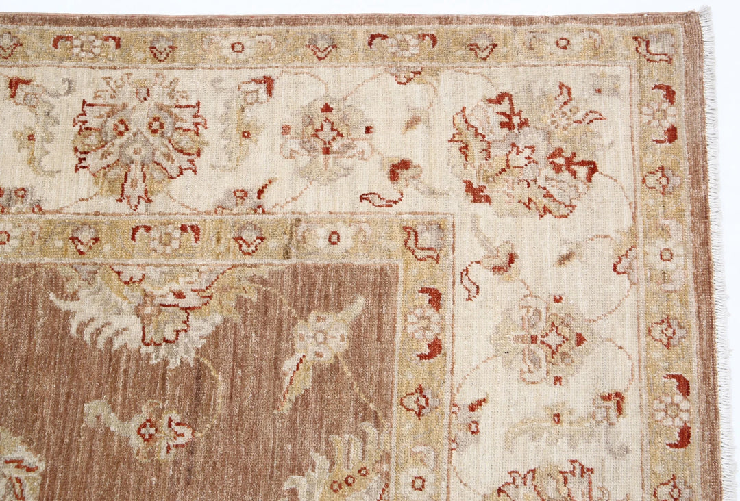 Brown Afghan Ziegler Rug 6' 3" x 8' 3" Hand-Knotted | No. AT25493