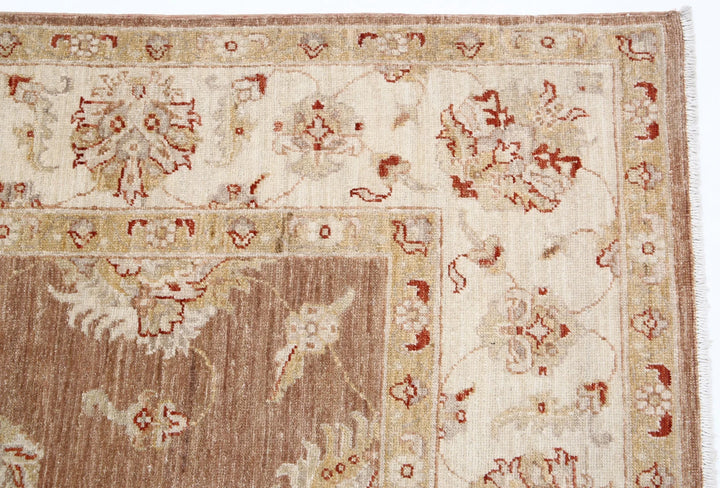 Brown Afghan Ziegler Rug 6' 3" x 8' 3" Hand-Knotted | No. AT25493