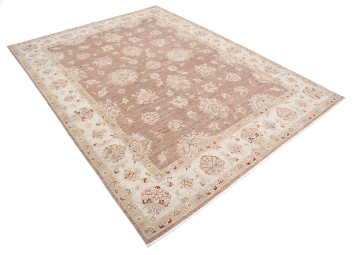 Brown Afghan Ziegler Rug 6' 3" x 8' 3" Hand-Knotted | No. AT25493