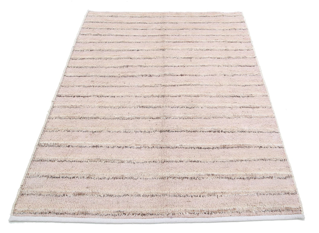 Brown Afghan Tribal Rug 4' 2" x 6' 0" Hand-Knotted | No. AT25532