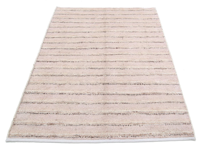 Brown Afghan Tribal Rug 4' 2" x 6' 0" Hand-Knotted | No. AT25532