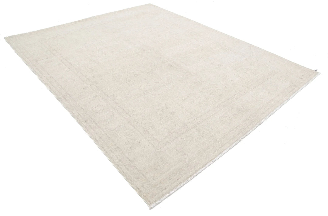 Ivory Afghan Serenity Rug 7' 10" x 9' 9" Hand-Knotted | No. AT25612