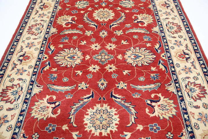 Red Afghan Ziegler Rug 6' 6" x 9' 8" Hand-Knotted | No. AT25758
