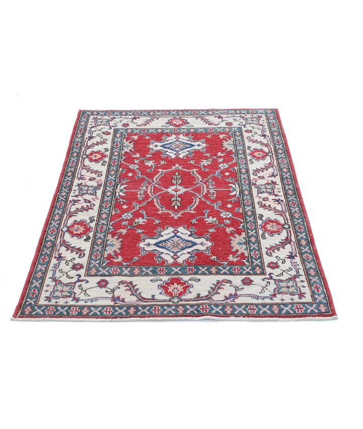 Afghan Ziegler Rug 3' 4" x 4' 8" Hand-Knotted | No. AT25832