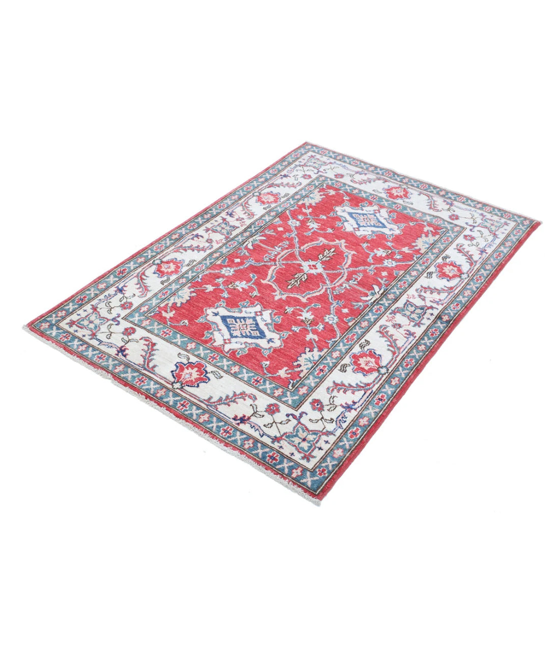 Afghan Ziegler Rug 3' 4" x 4' 8" Hand-Knotted | No. AT25832